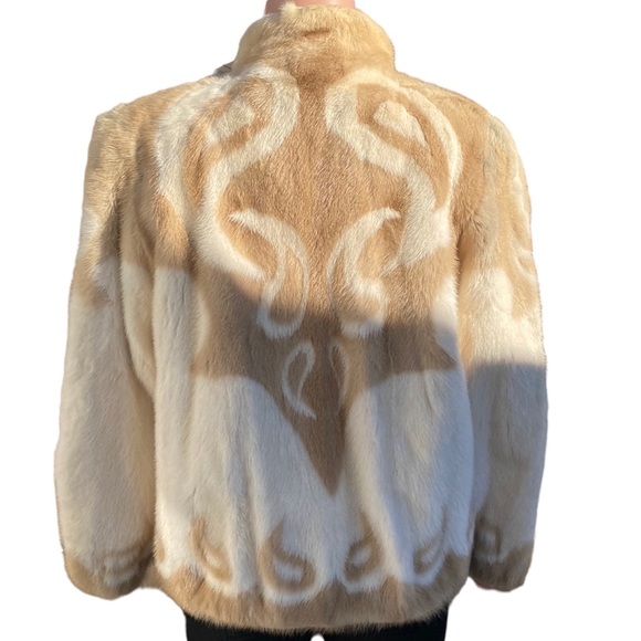 Vintage Two-toned Genuine Mink Fur Jacket L - Picture 2 of 5